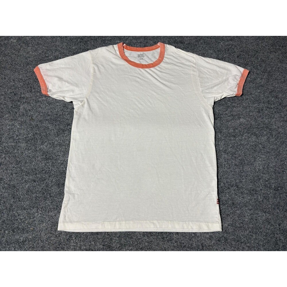 BDG Shirt Mens M White Short Sleeve Ringer Crew Neck Cotton Polyester Tagless